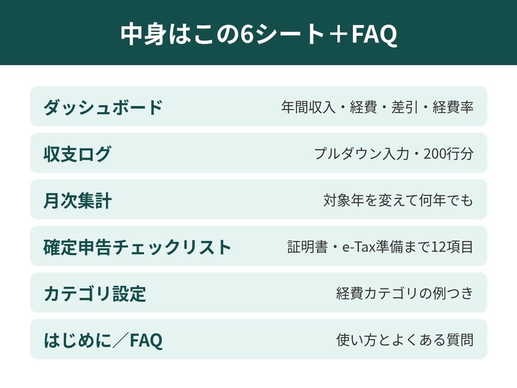 副業はじめての収支&確定申告準備シート