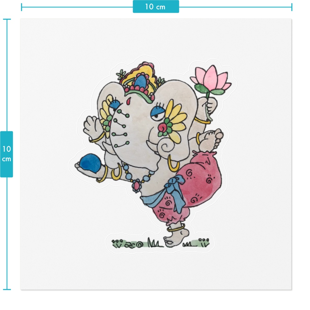 ガネシャ踊る王のポーズステッカー