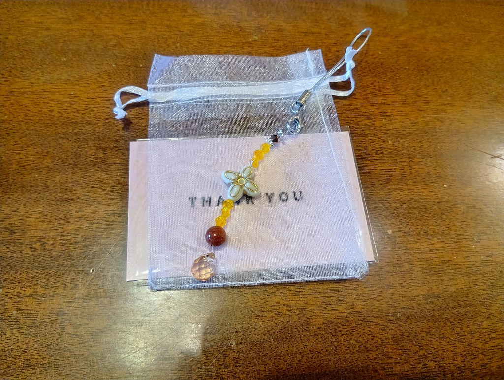 オーラミニサンキャッチャーチャーム　シルバー＆イエロー【花】