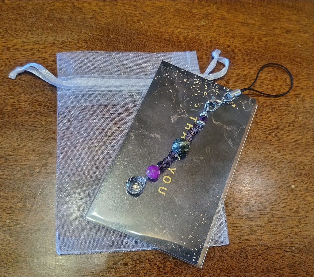 オーラミニサンキャッチャーチャーム　ブラック＆パープル【石】