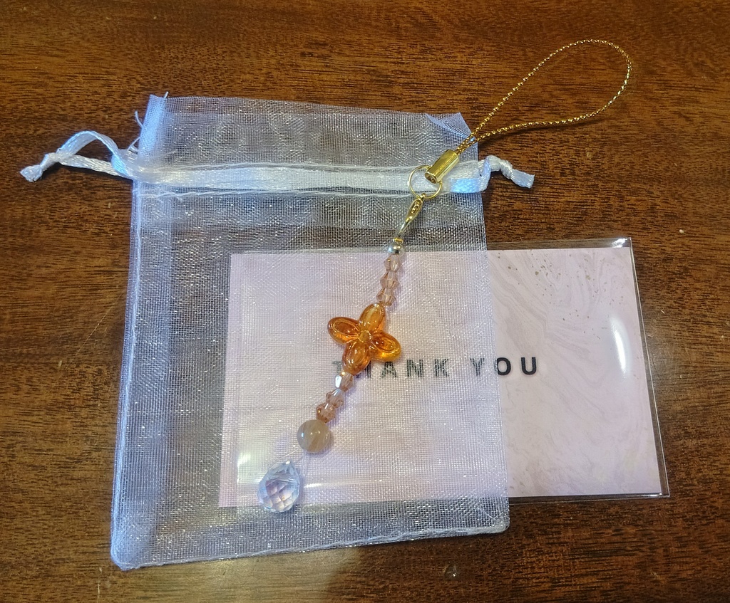 オーラミニサンキャッチャーチャーム　ゴールド＆オレンジ【花】