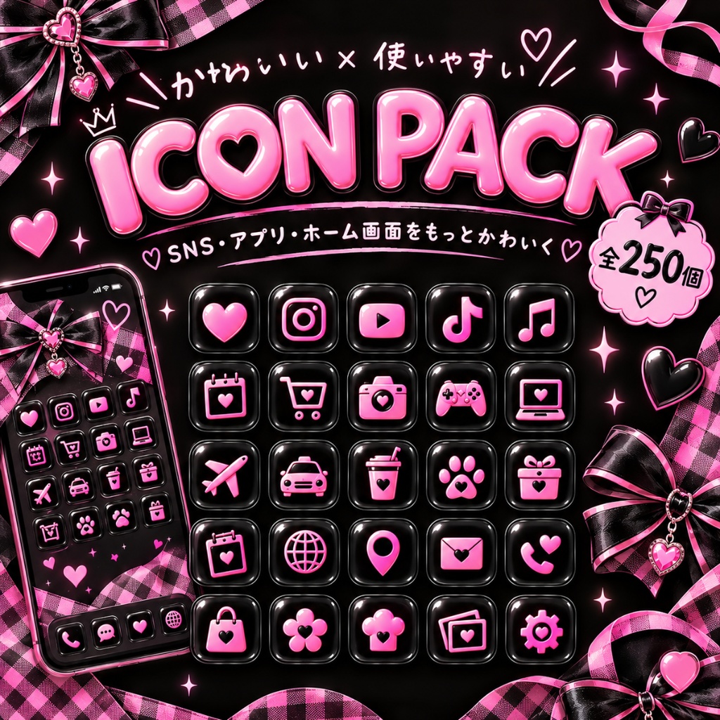 アイコンパック(ピンク×ブラック)