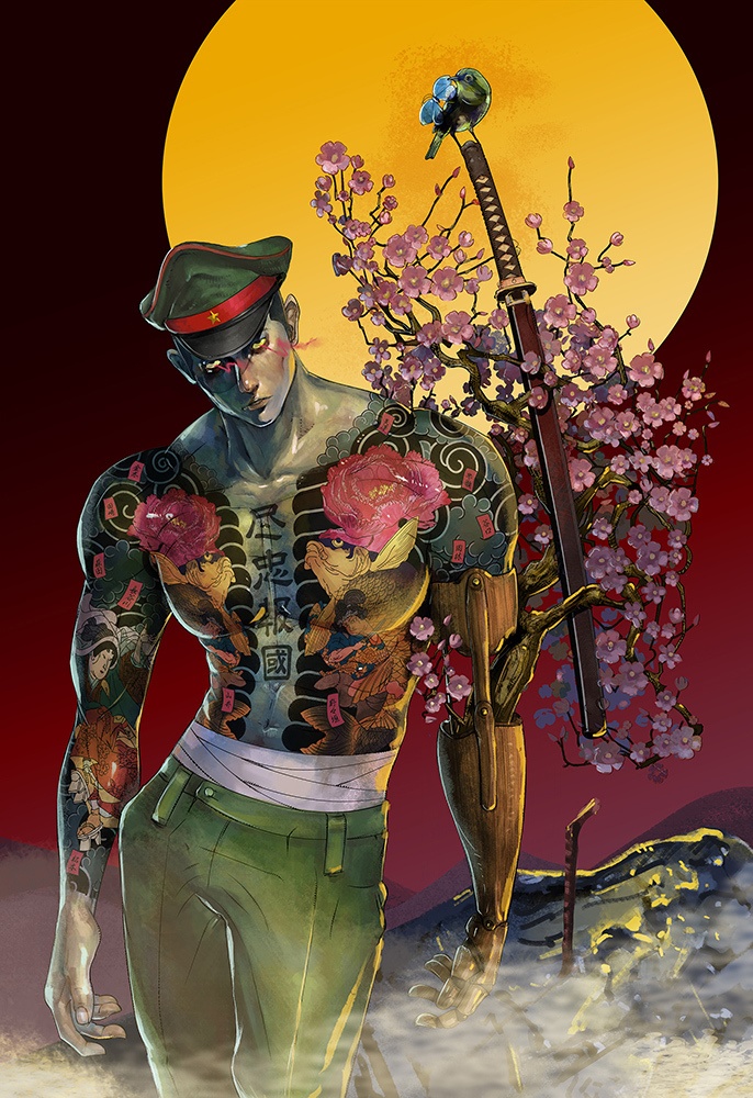 ヤクザ仙人兵士 JPGデータ W8923px/H13000px /Yakuza hermit soldier Image data