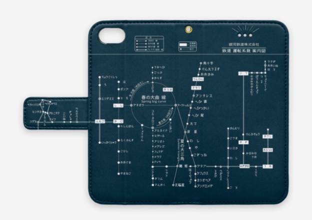 銀河鉄道路線図 手帳型スマホケース(ベルトあり)