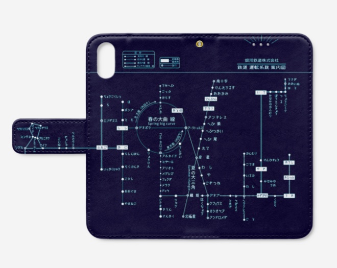 銀河鉄道路線図 手帳型スマホケース(ベルトあり)