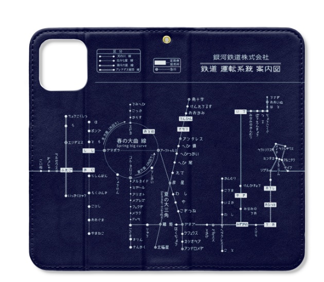 「銀河鉄道路線図」手帳型iPhoneケース(ベルト無し)