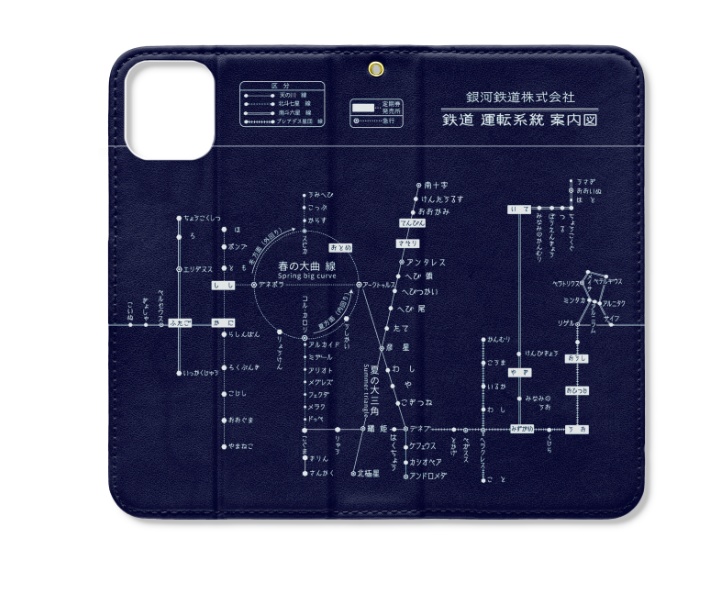 「銀河鉄道路線図」手帳型iPhoneケース(ベルト無し)