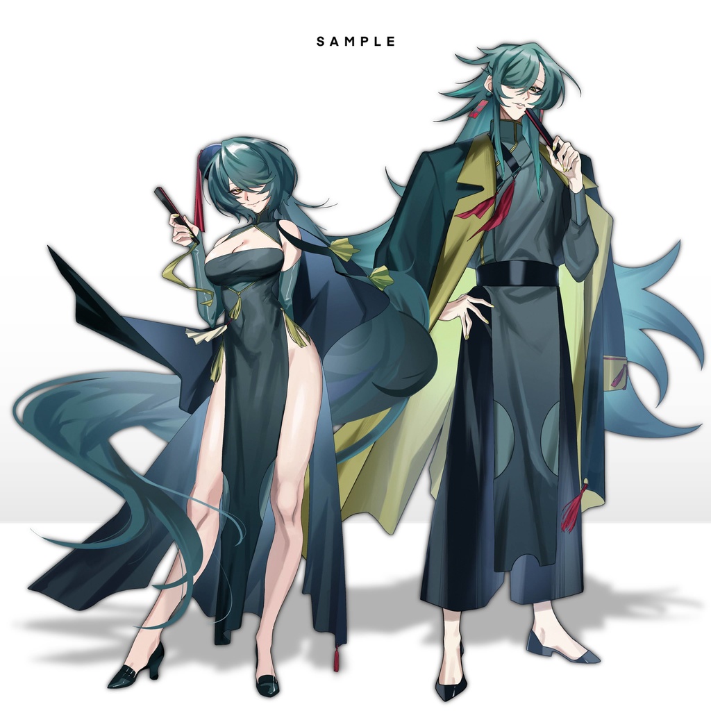 中華風衣装男女立ち絵素材