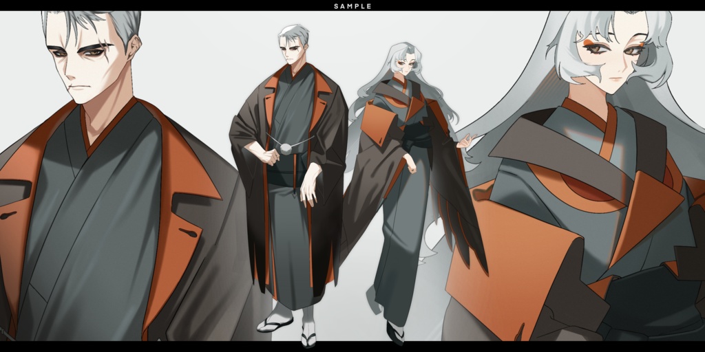 和装男女立ち絵素材