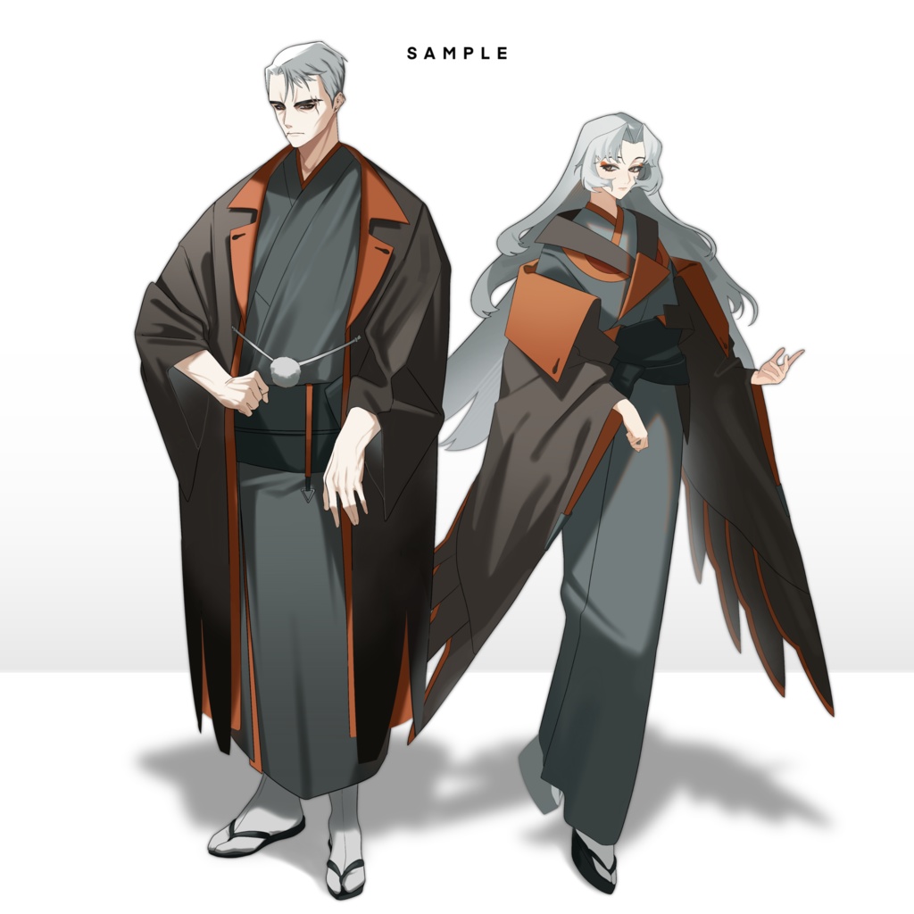 和装男女立ち絵素材