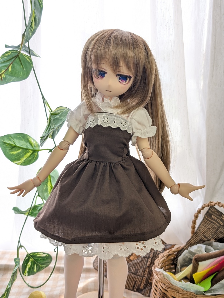 【1/4ドール服】ブラウンワンピースセット