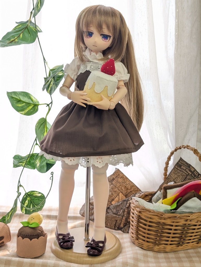 【1/4ドール服】ブラウンワンピースセット