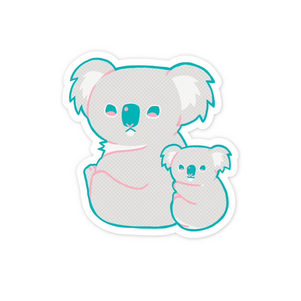 コアラ親子 スマホステッカー (カラー5種類)