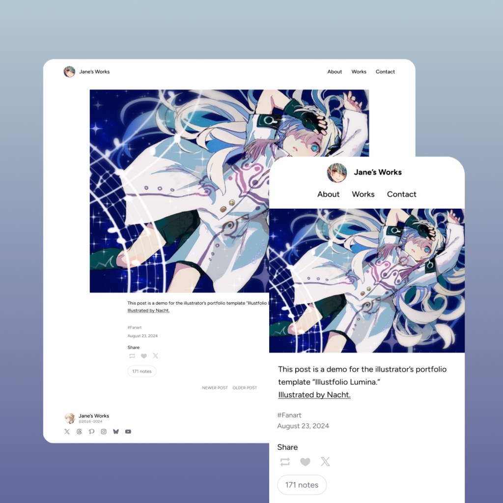 【イラストサイト向けテンプレート】Illustfolio Lumina