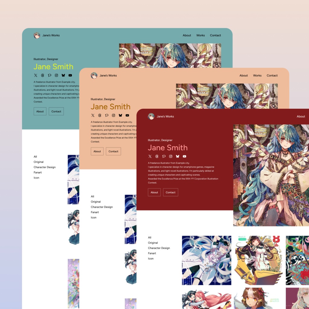 【イラストサイト向けテンプレート】Illustfolio Lumina