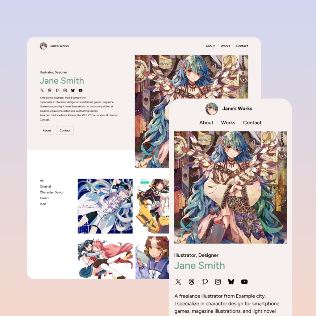 【イラストサイト向けテンプレート】Illustfolio Lumina