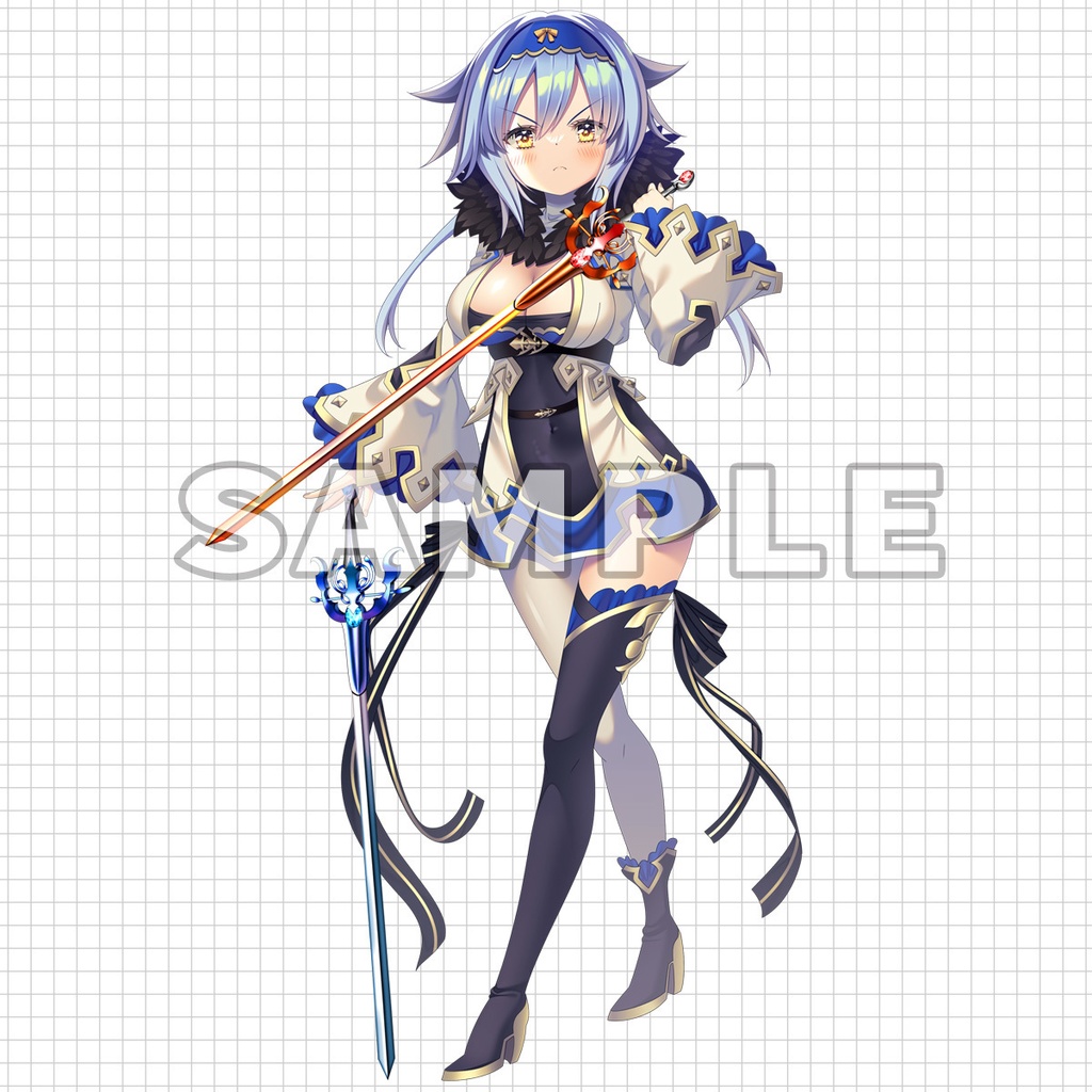 立ち絵素材(表情10種+武器+エフェクト) レイピア二刀流女子