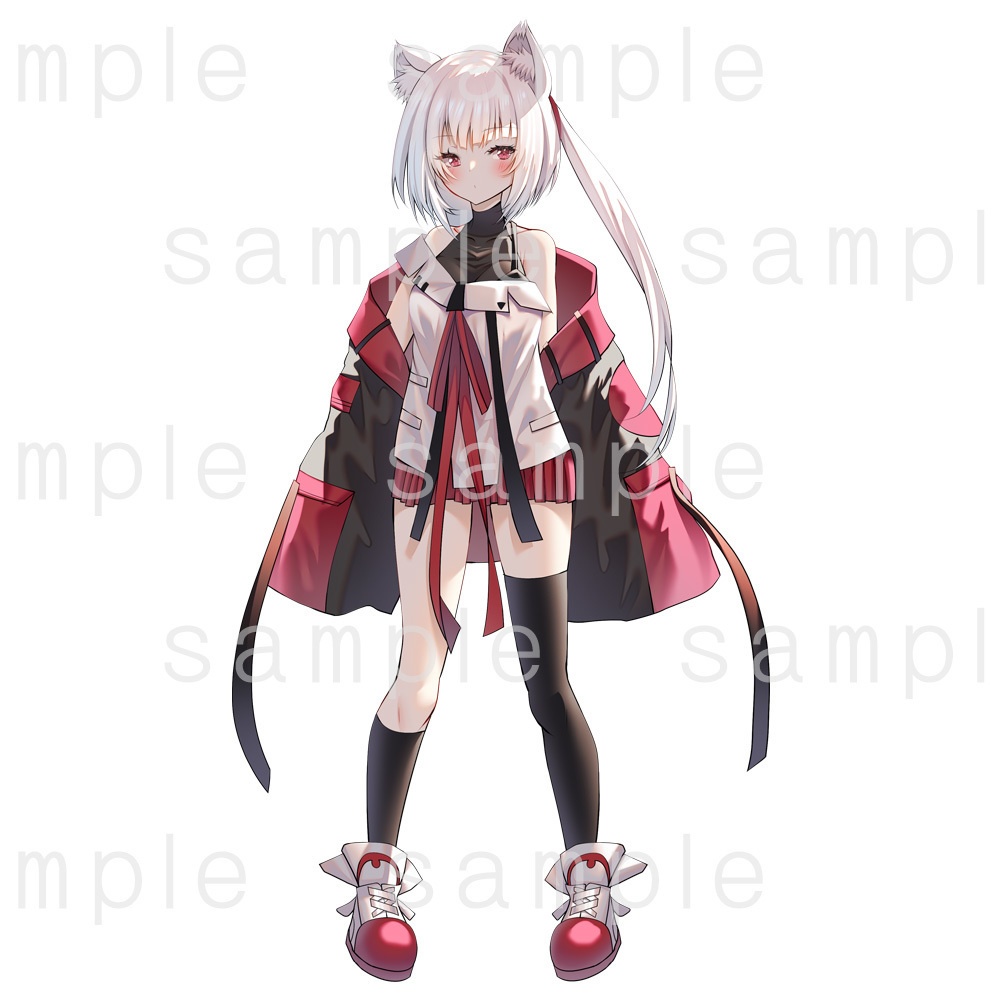 【立ち絵素材】銀髪猫耳サイバーパンク風
