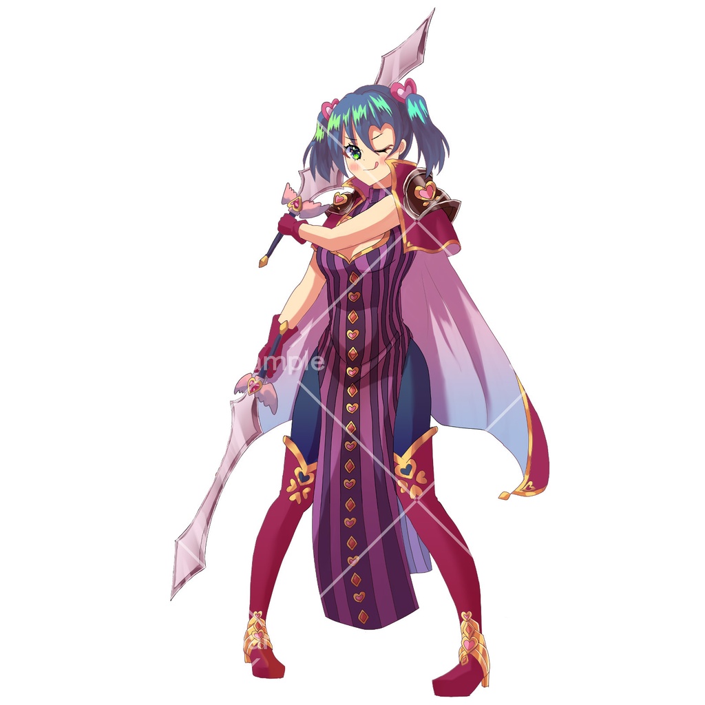 【立ち絵素材】ハートの双剣使い