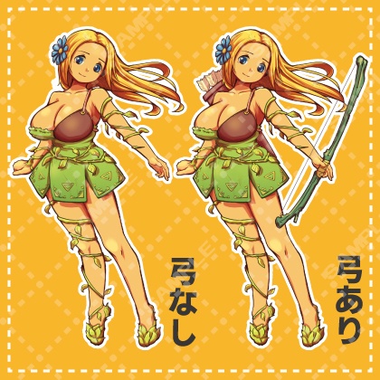 褐色金髪弓使い【表情・衣装・武器差分アリ】(立ち絵素材)