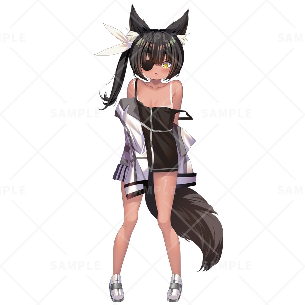 【立ち絵素材】褐色眼帯ケモミミ女子