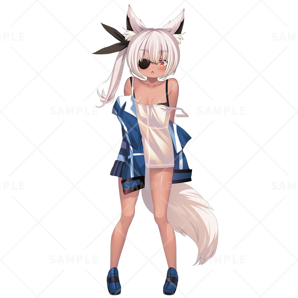 【立ち絵素材】褐色眼帯ケモミミ女子