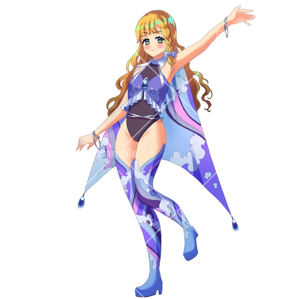 波模様の女の子【立ち絵素材】