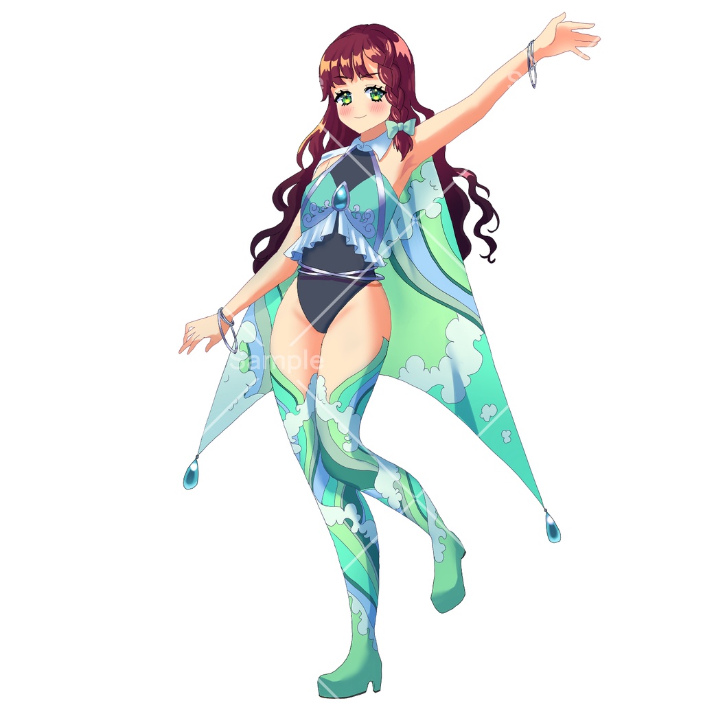 波模様の女の子【立ち絵素材】