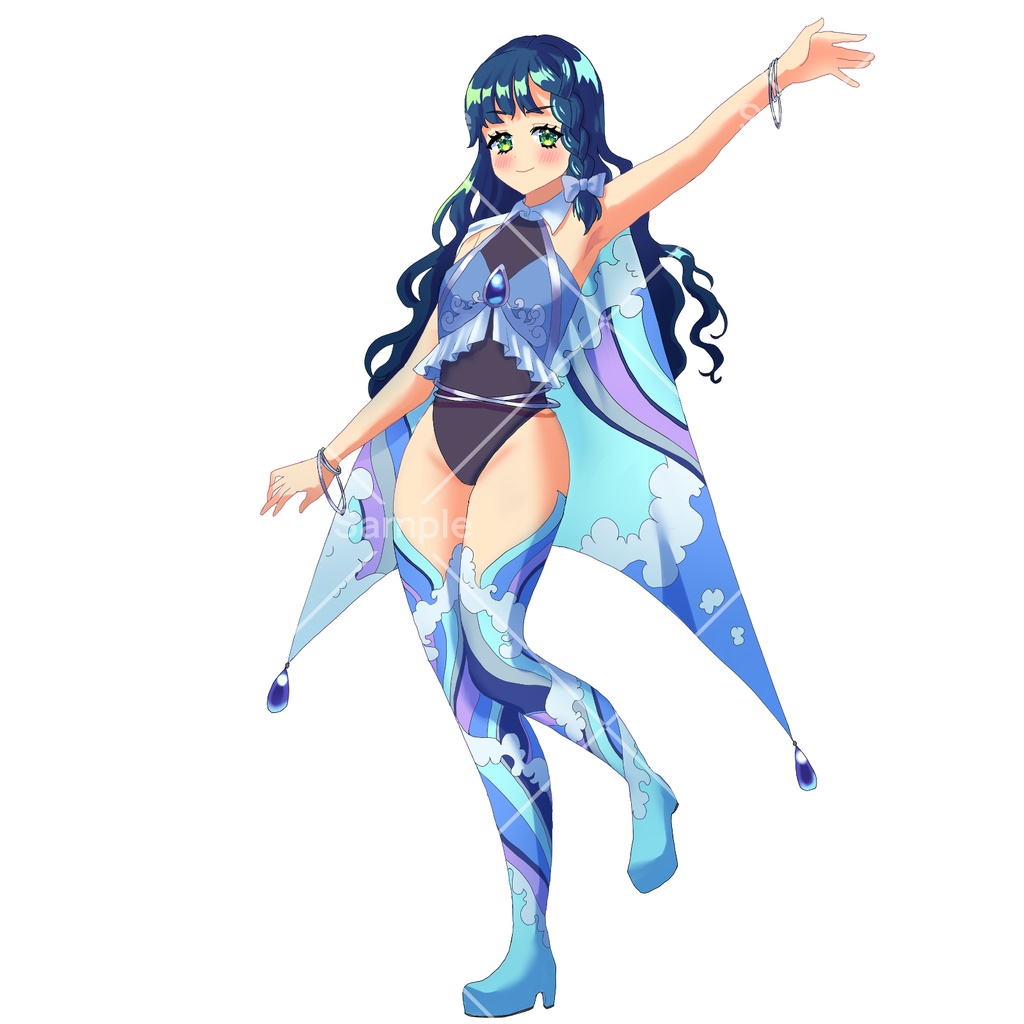 波模様の女の子【立ち絵素材】