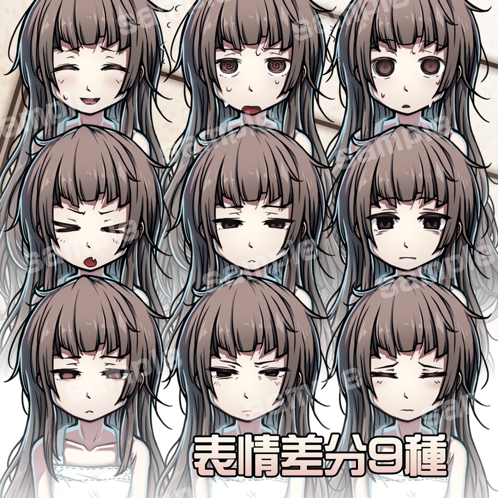 立ち絵素材_囚人少女(ケモ耳差分・服装差分有)3色セット