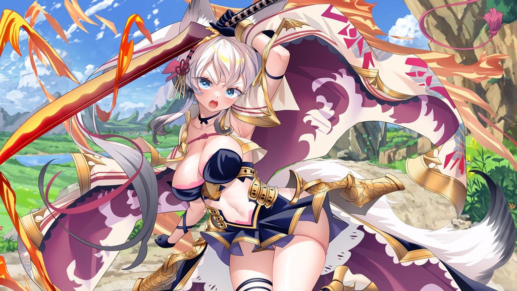 【立ち絵素材】ケモミミ長巻女子【PNG表情18種+PSD】