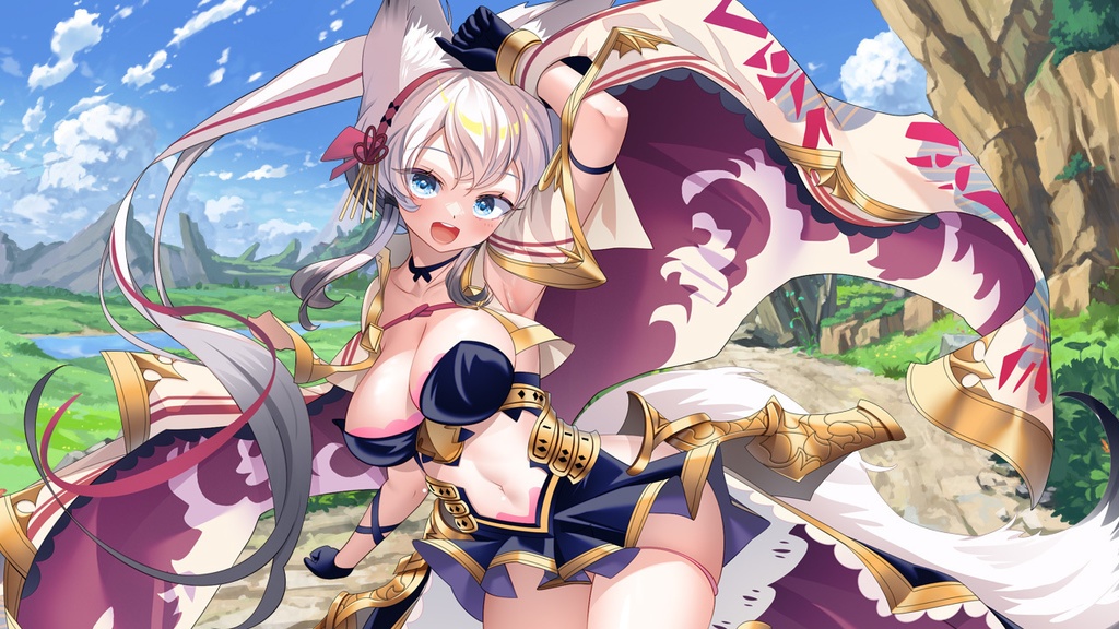 【立ち絵素材】ケモミミ長巻女子【PNG表情18種+PSD】