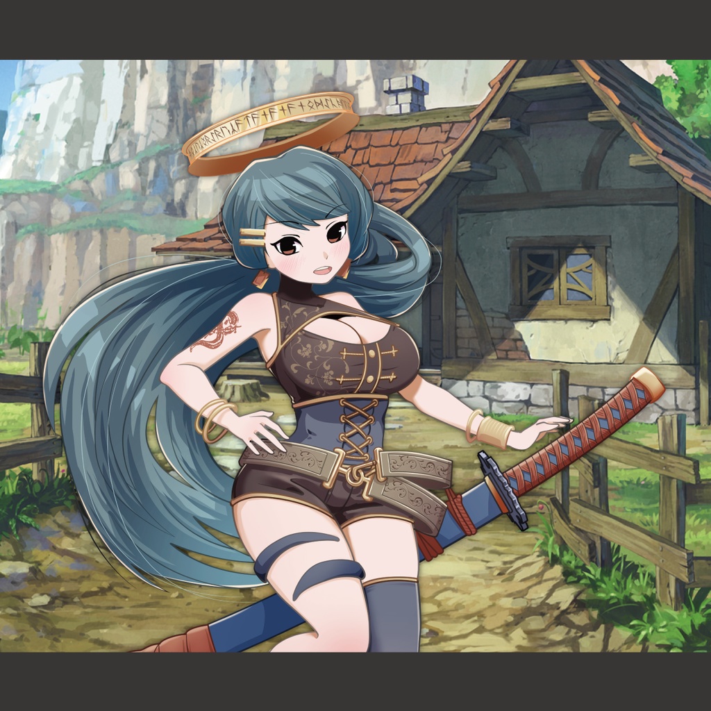 【PSD+SDキャラPNG】エスニック刀剣女子【立ち絵素材】