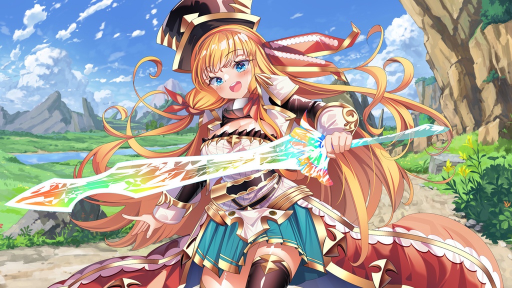 【立ち絵素材】ソードマン女子【PNG表情18種+PSD】