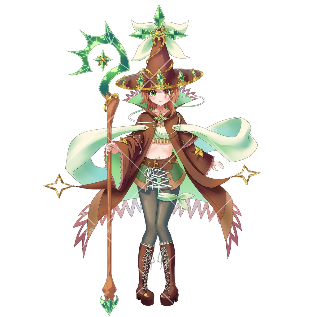 【PSD+PNG表情16種】ドルイド系の女の子【立ち絵素材】