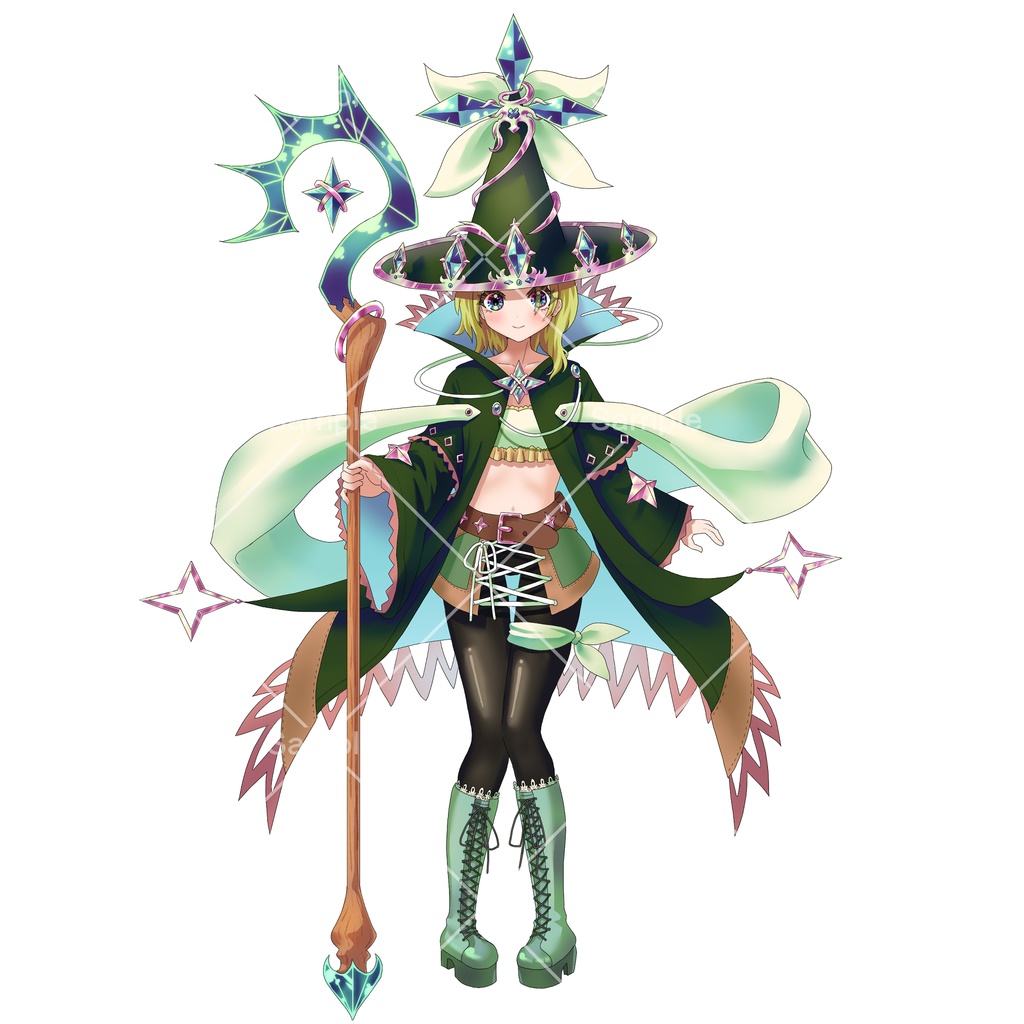 【PSD+PNG表情16種】ドルイド系の女の子【立ち絵素材】