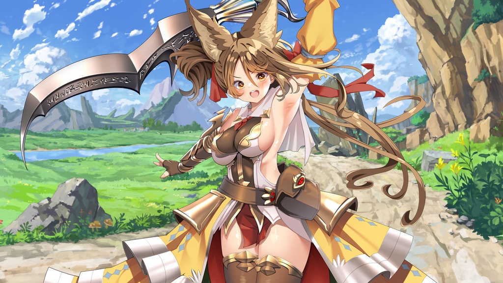 【立ち絵素材】ケモミミ片手剣女子【PSD+PNG表情19種】