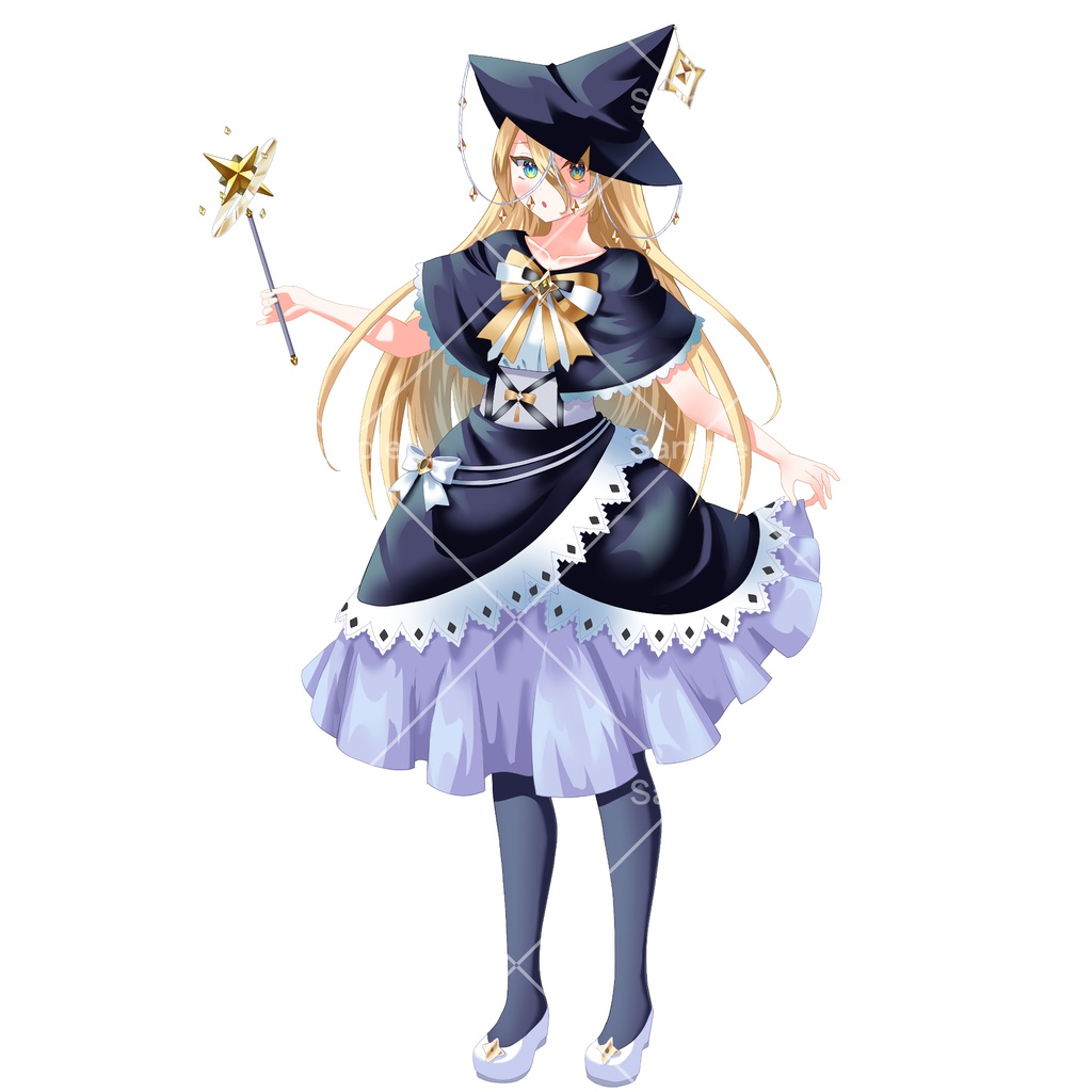 【PSD+PNG表情16種】モノクロ魔女【立ち絵素材】