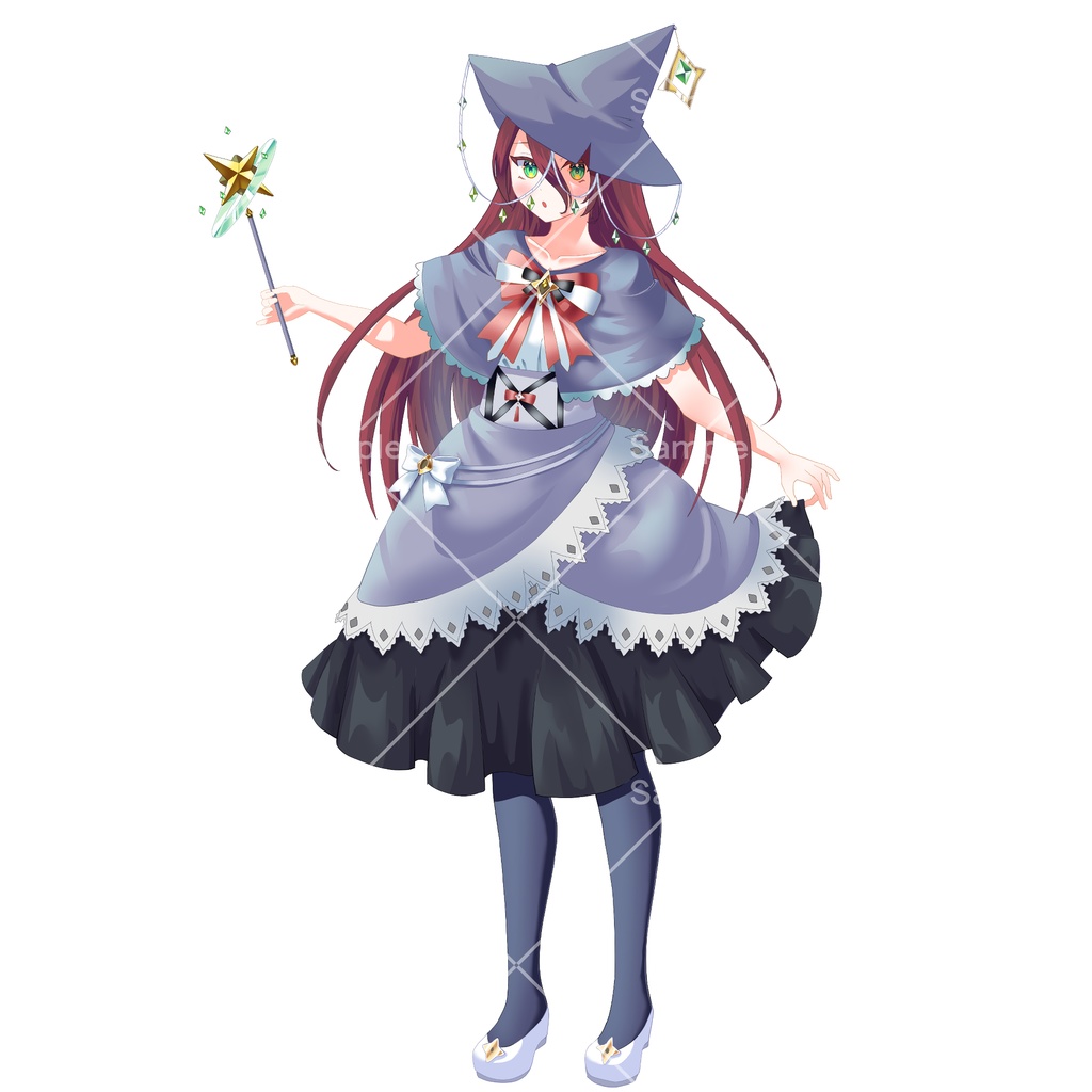 【PSD+PNG表情16種】モノクロ魔女【立ち絵素材】