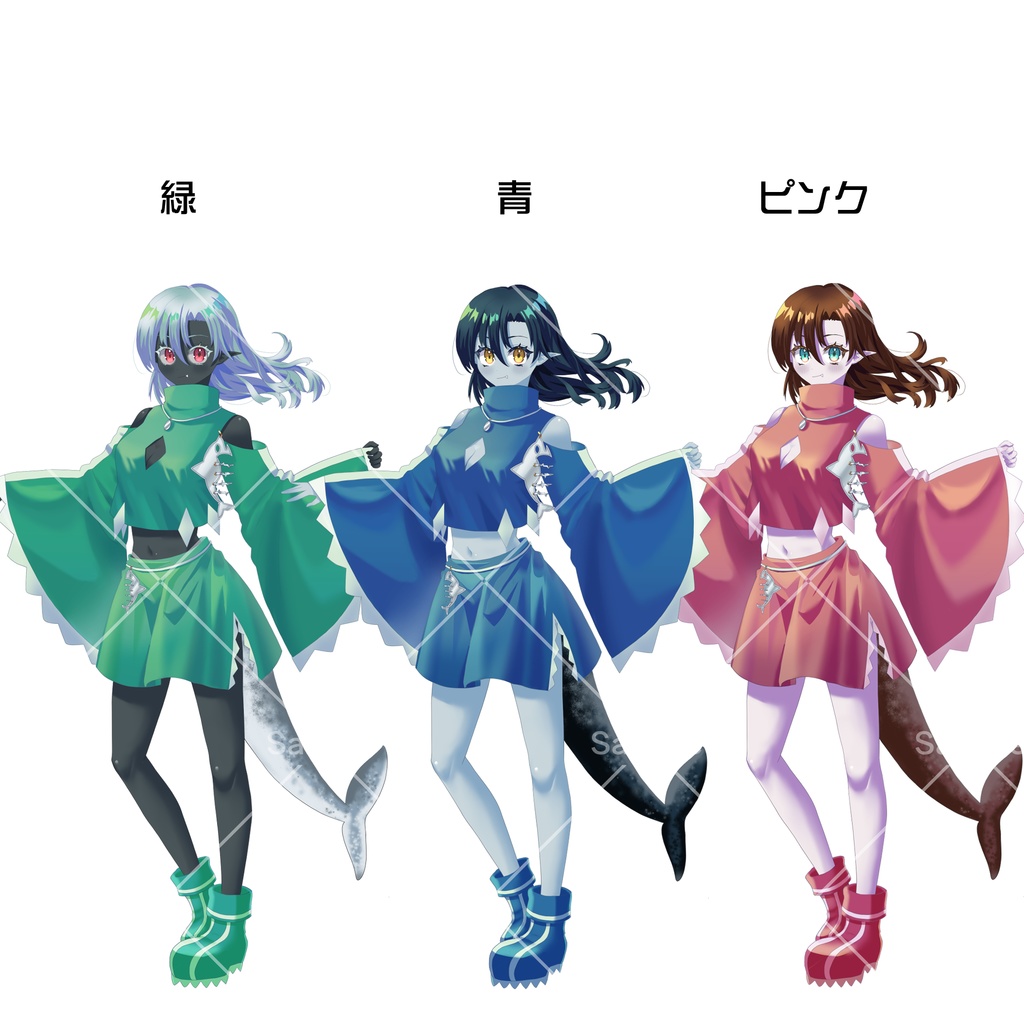 【PSD+PNG表情16種】サメちゃん【立ち絵素材】