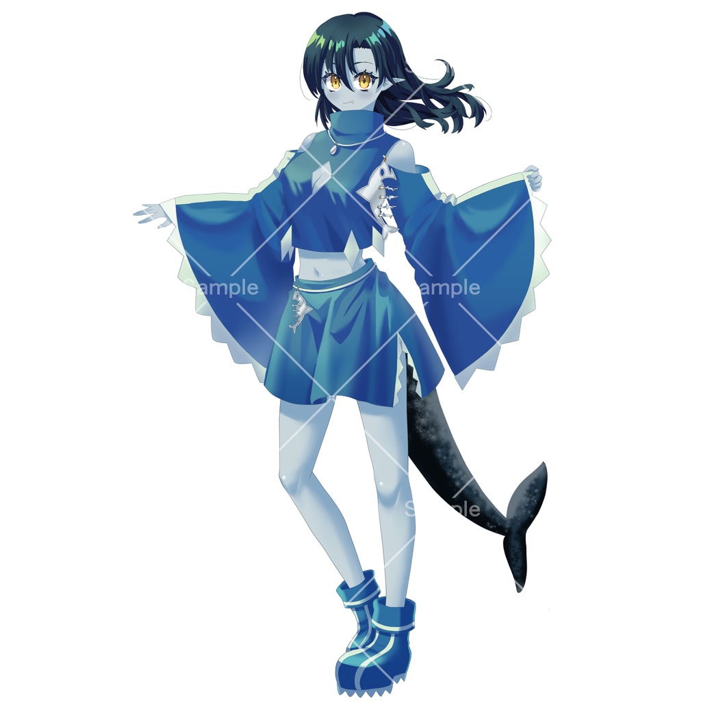 【PSD+PNG表情16種】サメちゃん【立ち絵素材】