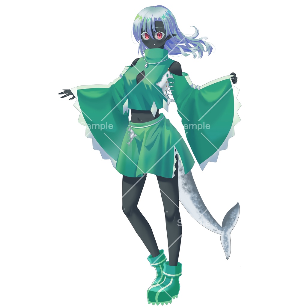 【PSD+PNG表情16種】サメちゃん【立ち絵素材】