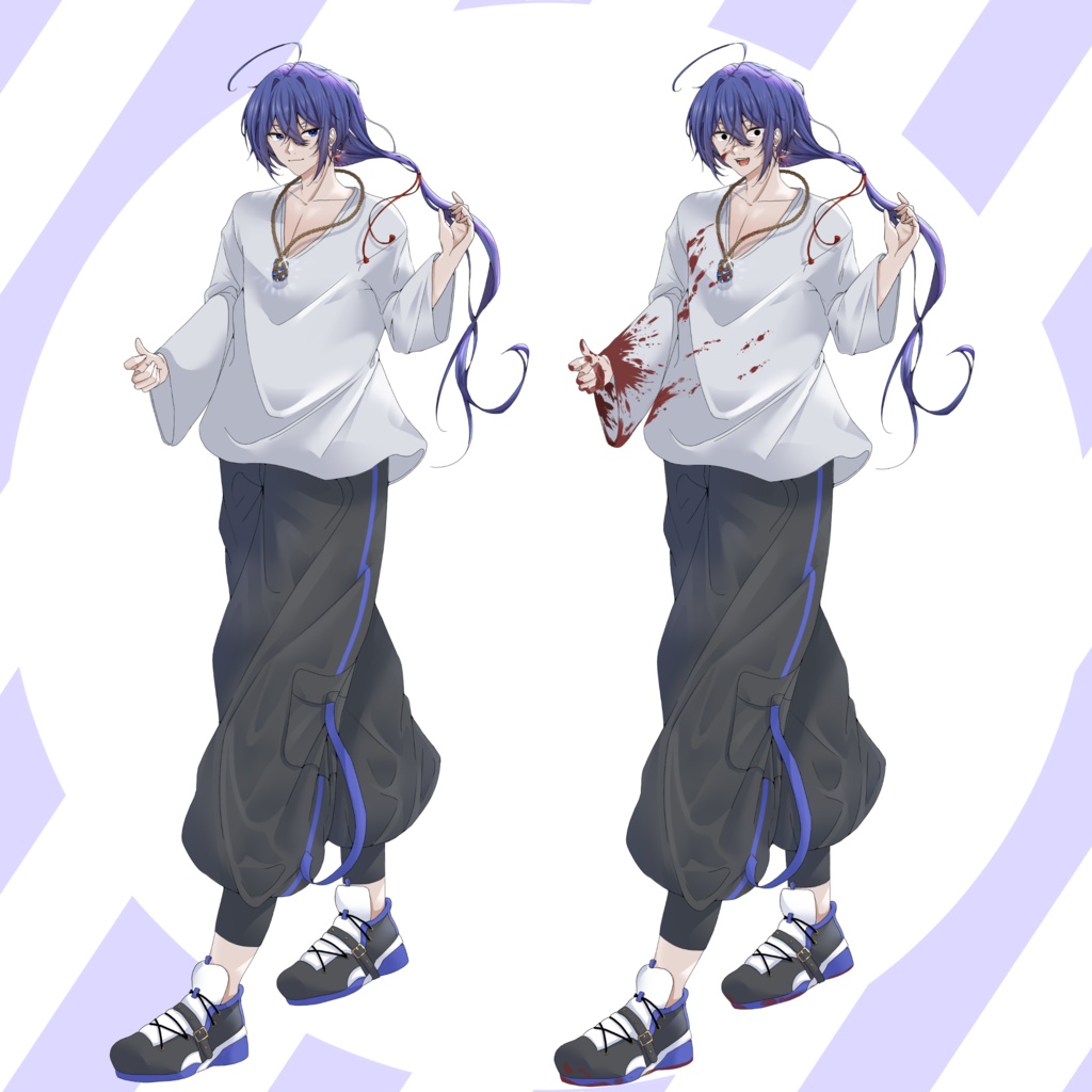 【立ち絵素材】青髪の青年【PNG12枚】