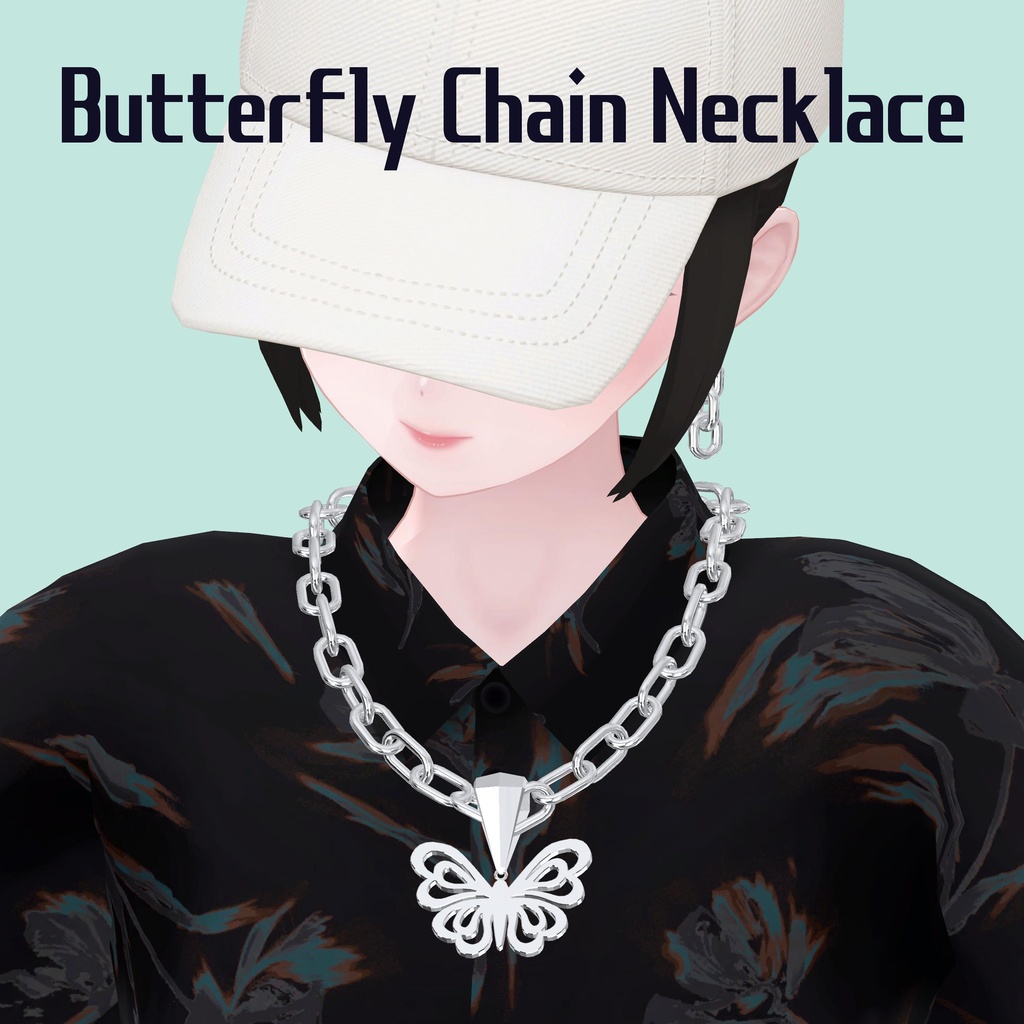 【3Dモデル】Butterfly Chain Necklace【VRChat想定】