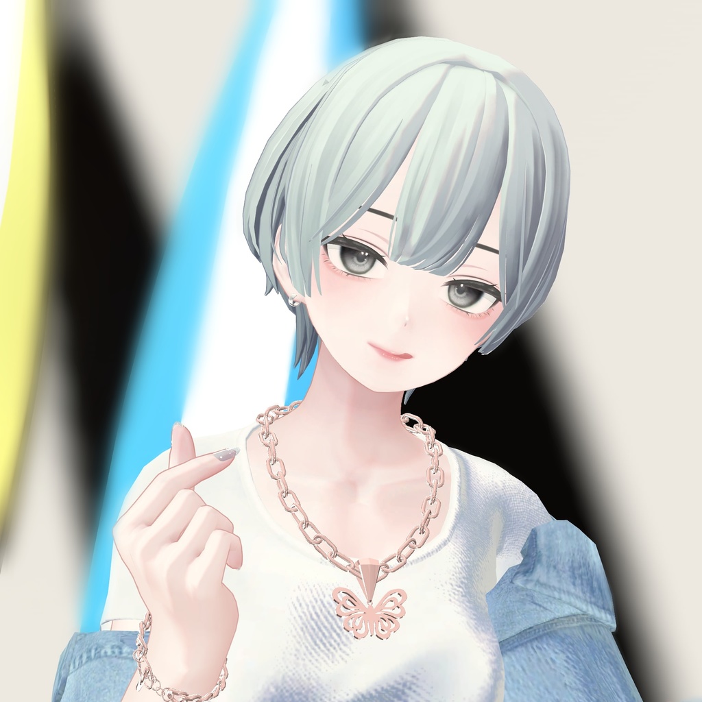 【3Dモデル】Butterfly Chain Necklace【VRChat想定】