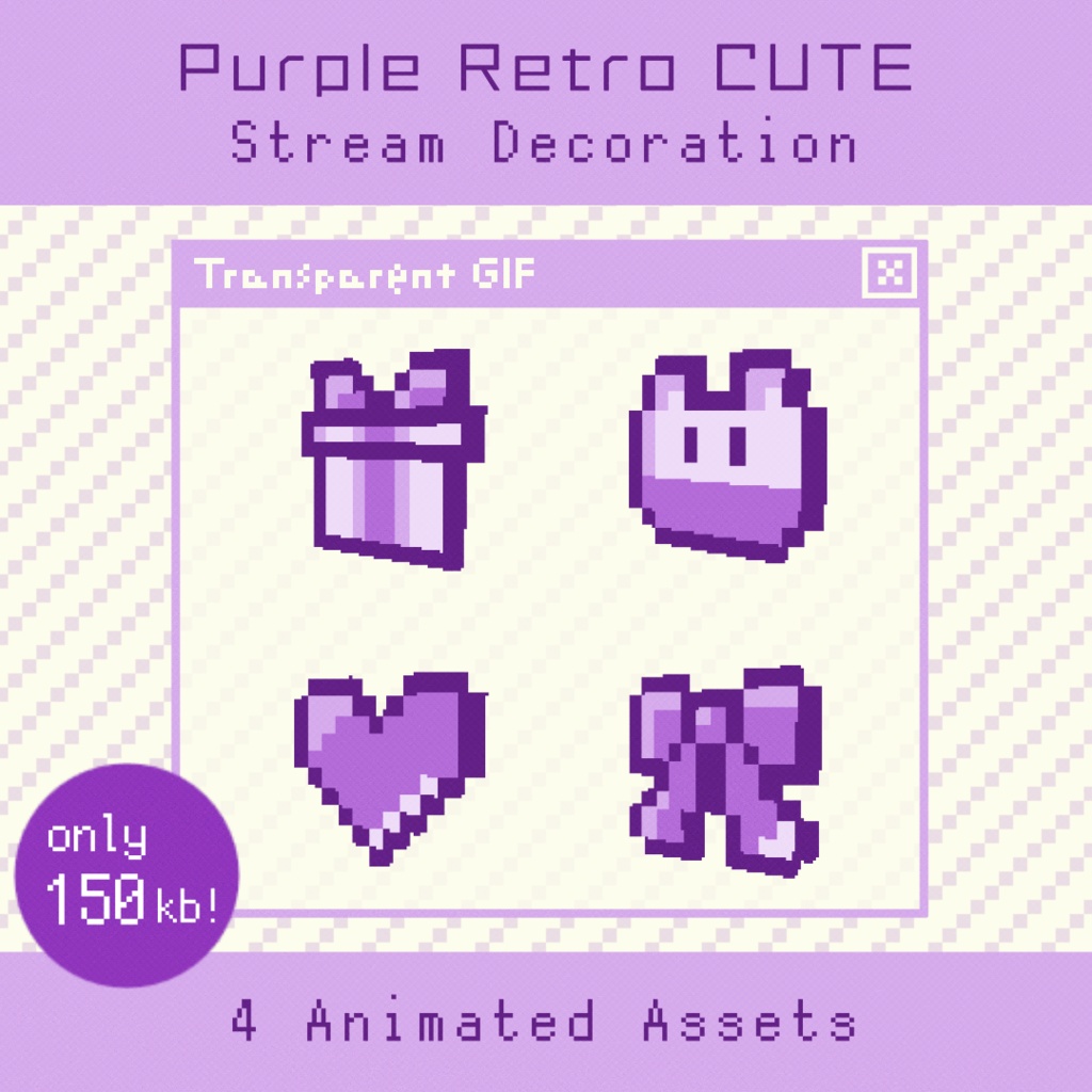 【配信・動画素材】6 Colors Retro Cute Decor | Animated Stream & Video Assets