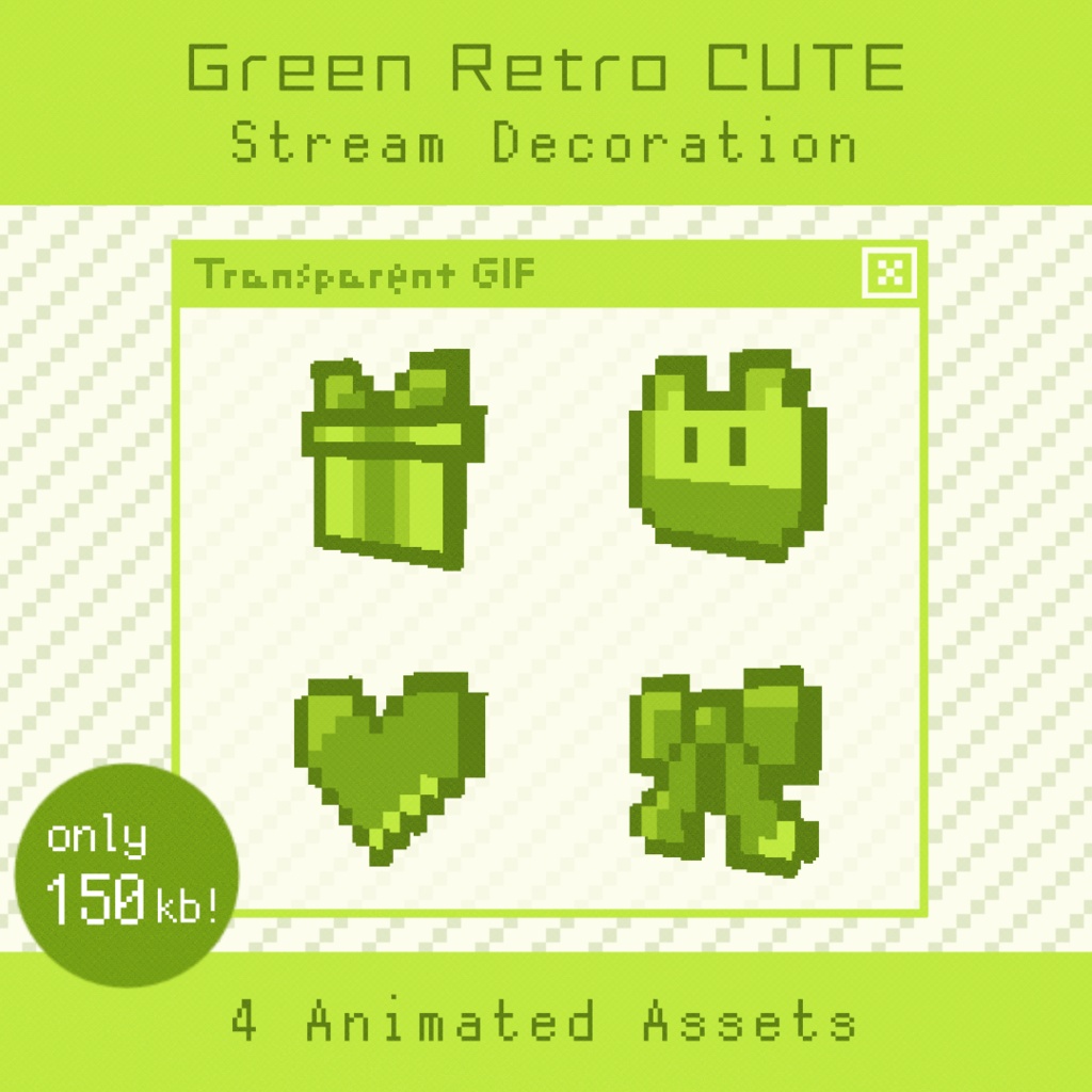 【配信・動画素材】6 Colors Retro Cute Decor | Animated Stream & Video Assets