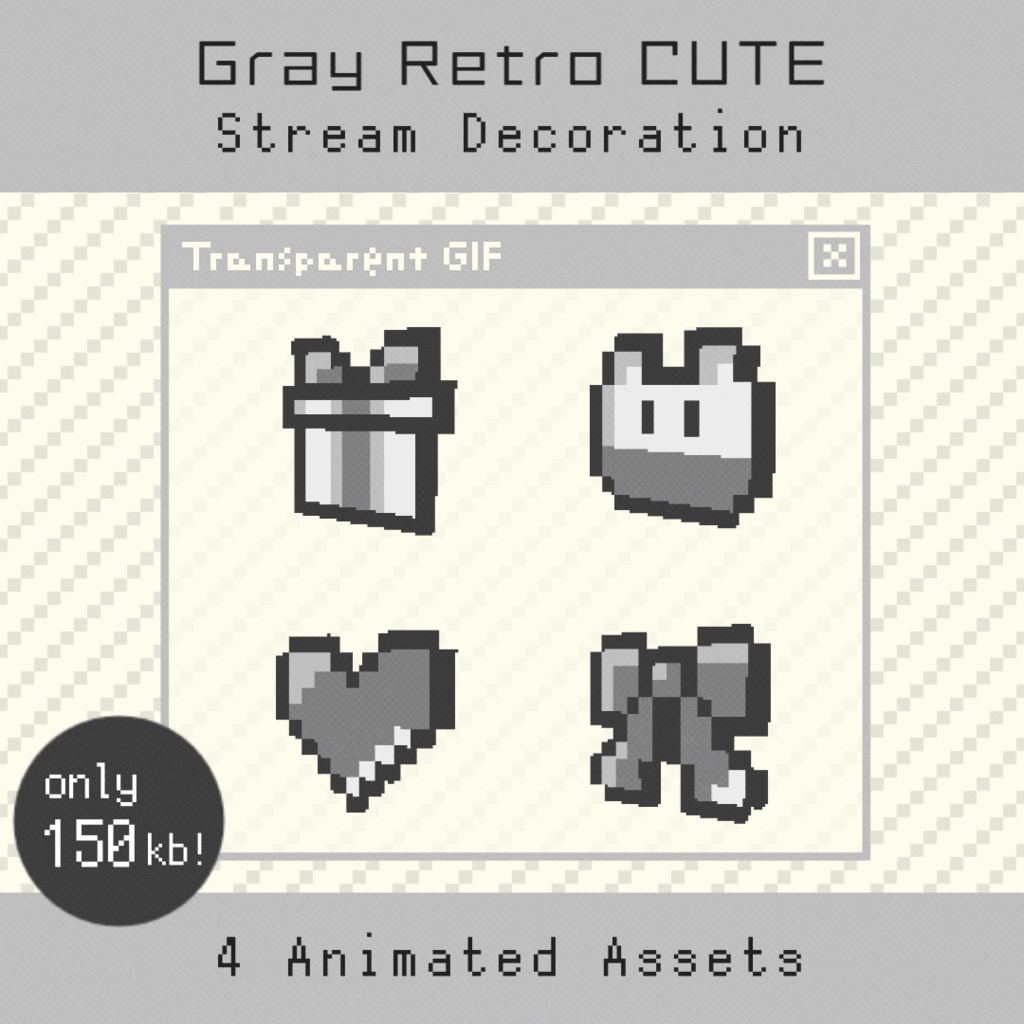 【配信・動画素材】6 Colors Retro Cute Decor | Animated Stream & Video Assets