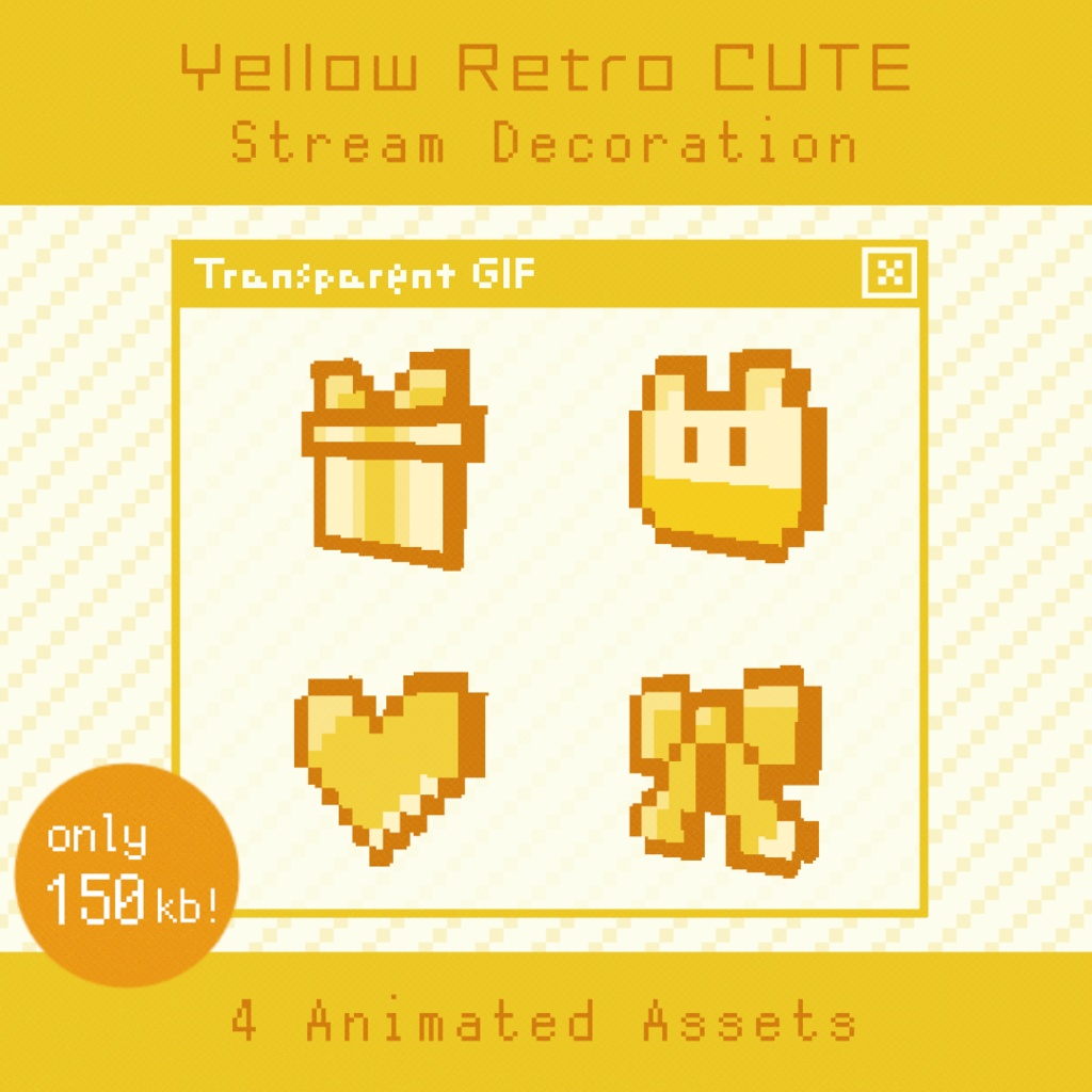 【配信・動画素材】6 Colors Retro Cute Decor | Animated Stream & Video Assets