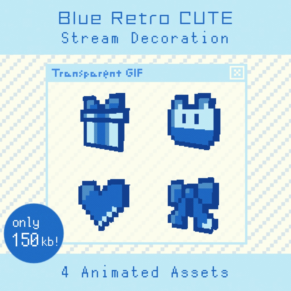 【配信・動画素材】6 Colors Retro Cute Decor | Animated Stream & Video Assets